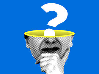 pop art illustration of someone with question mark popping out of the top of their head